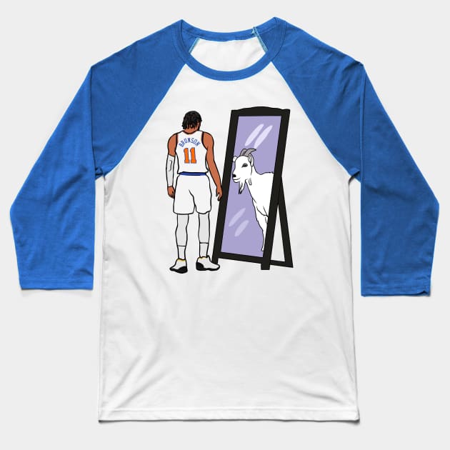 Jalen Brunson Mirror GOAT Baseball T-Shirt by rattraptees